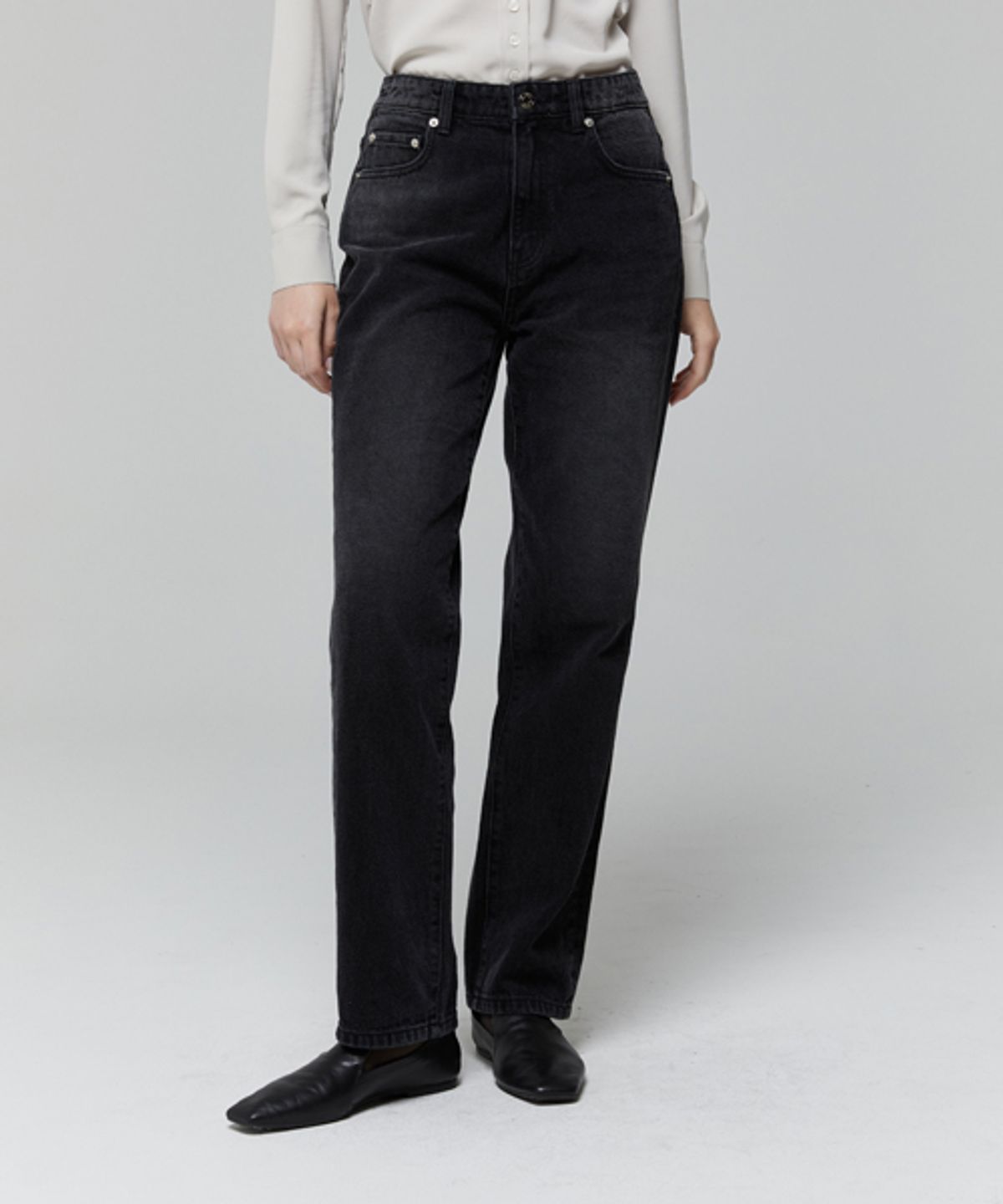 레이디 볼륨(LADY VOLUME) SEMI TAPERED DENIM_BLACK