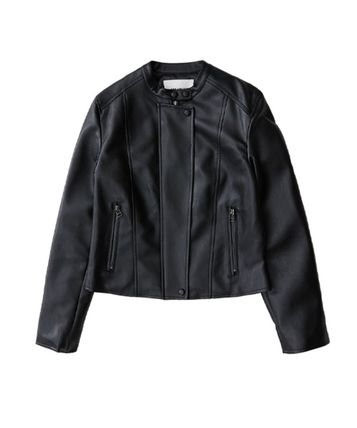 레이디 볼륨(LADY VOLUME) 9073 VEGAN LETHER JUMPER_BLACK