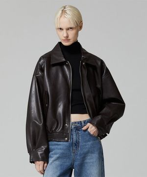 465 VEGAN LEATHER BLOUSON_BURGANDY