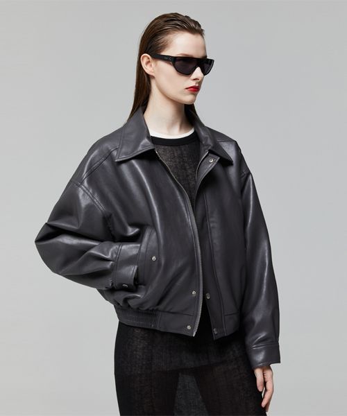 LADY VOLUME 9005 VEGANレザージャケット MUSINSA公式 | LADY VOLUME 465 VEGAN LEATHER BLOUSON_GRAY