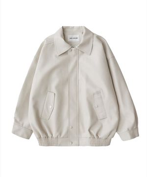 465-1 비건 레더 오버핏 자켓_CREAM