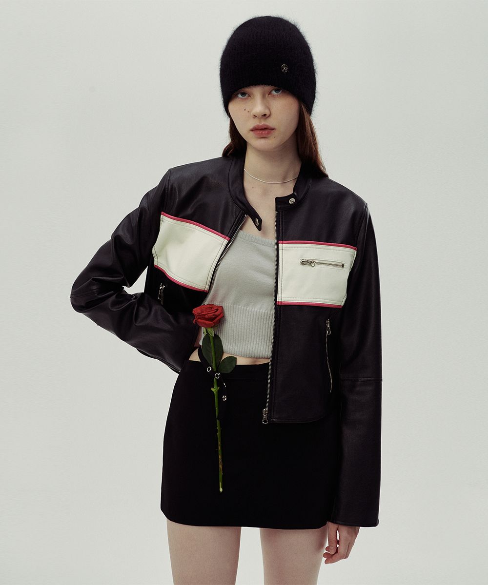 MUSINSA | SINOON FAUX LEATHER SLIM BIKER JACKET