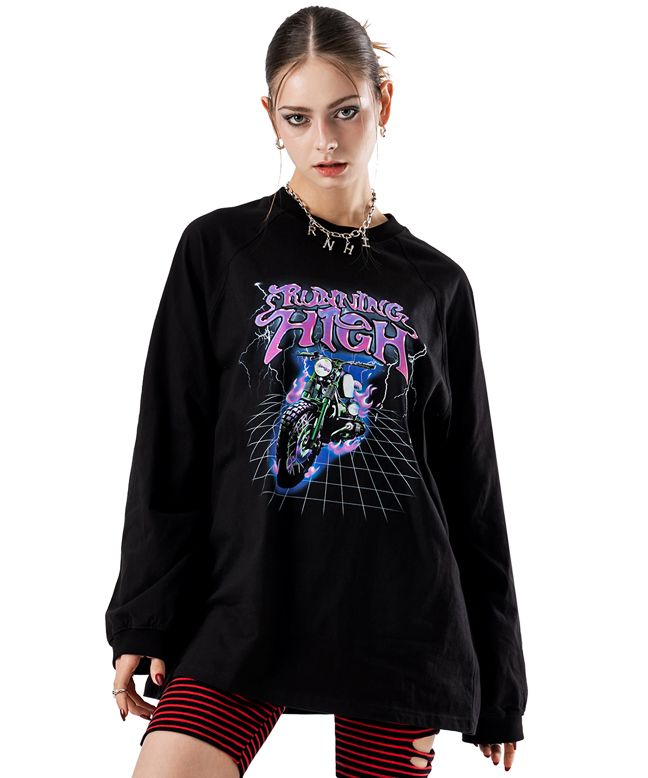 MUSINSA | RUNNING HIGH Mad Rider Print Long Sleeve Loose Tee