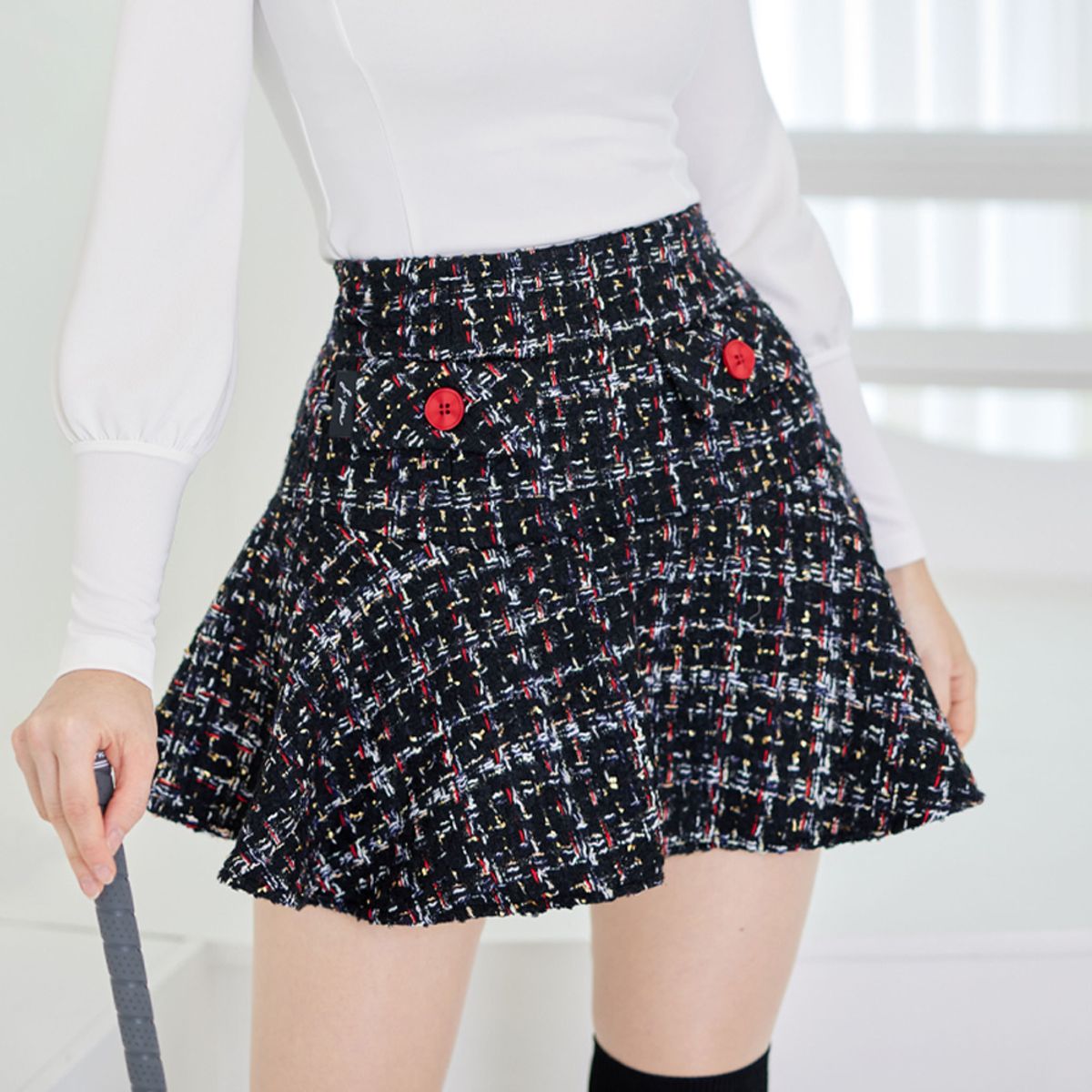 제이제인(J.JANE) 트위드 플라워 스커트 Tweed flower skirt (Black)