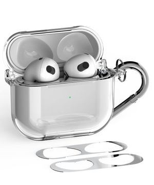 에어팟 프로3/2/1 전기종 일체형 투명 하드케이스 + 메탈 철가루 방지스티커(랜덤발송)