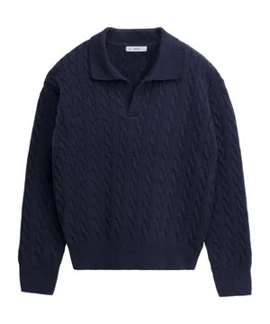 케이블 카라 니트[네이비]