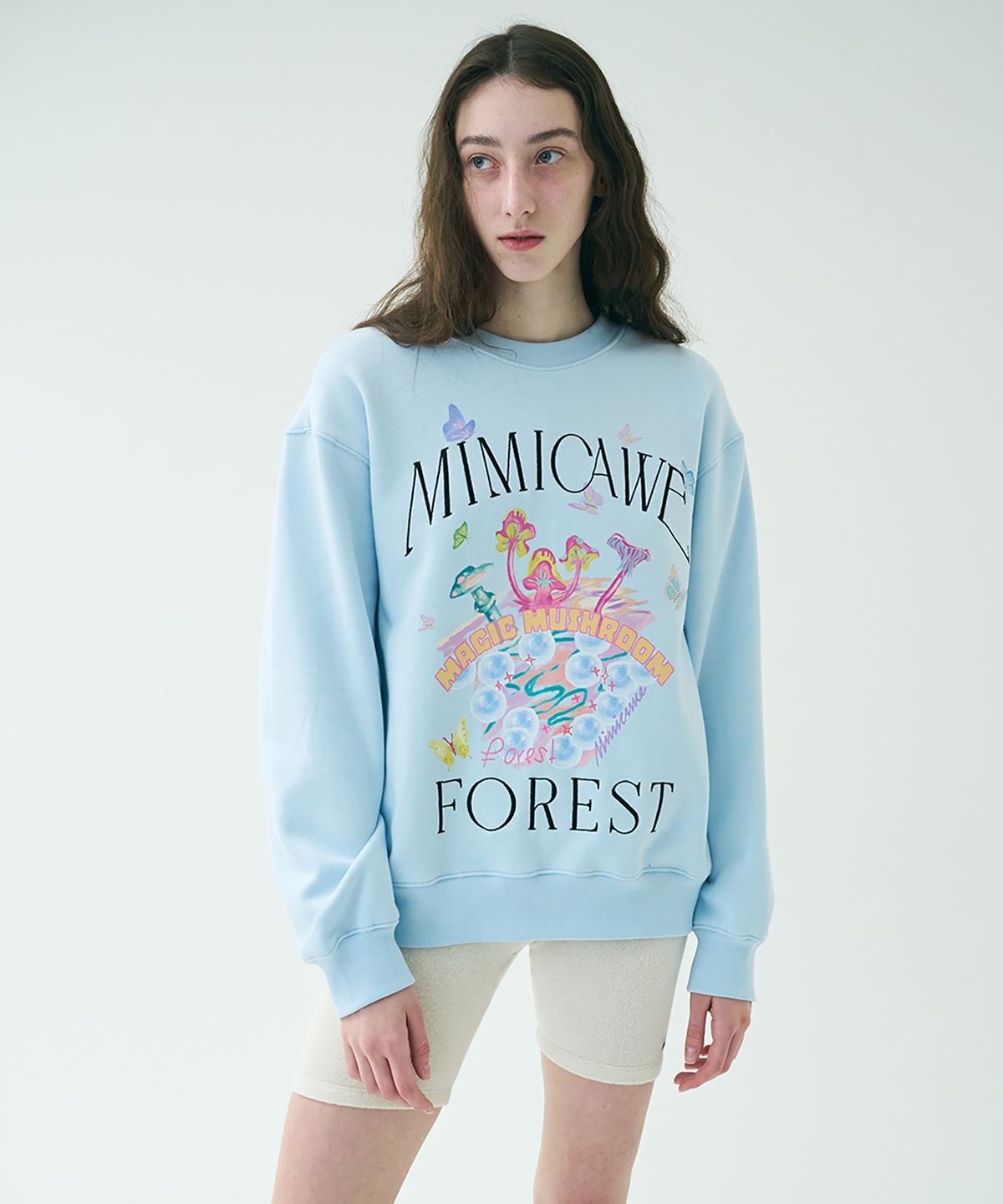 미미카위(MIMICAWE) MAGIC FOREST SWEAT SHIRTS/PALE BLUE