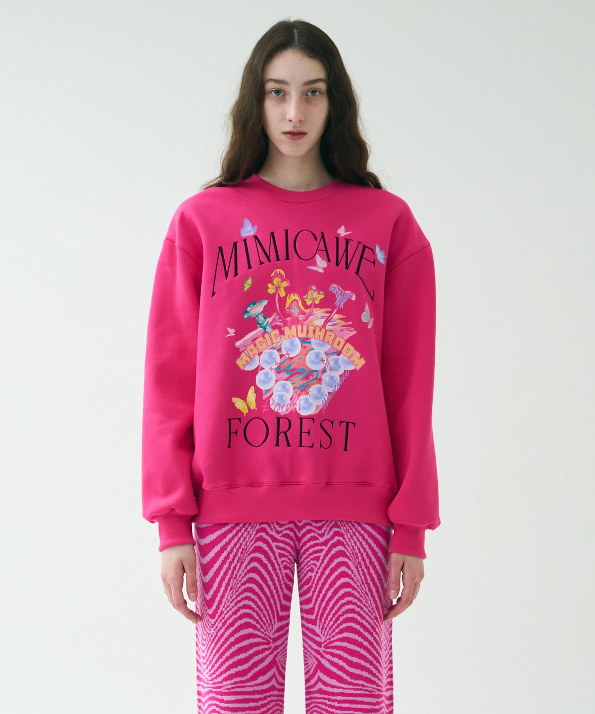 미미카위(MIMICAWE) MAGIC FOREST SWEAT SHIRTS/MAGENTA PINK
