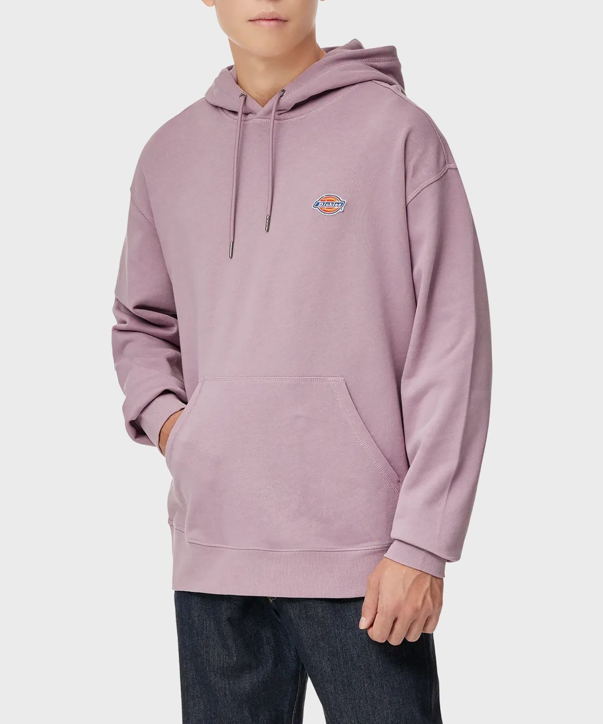 디키즈(DICKIES) 프렌치 테리 릴렉스드 스몰 자수 로고 후드 티셔츠 Elderberry