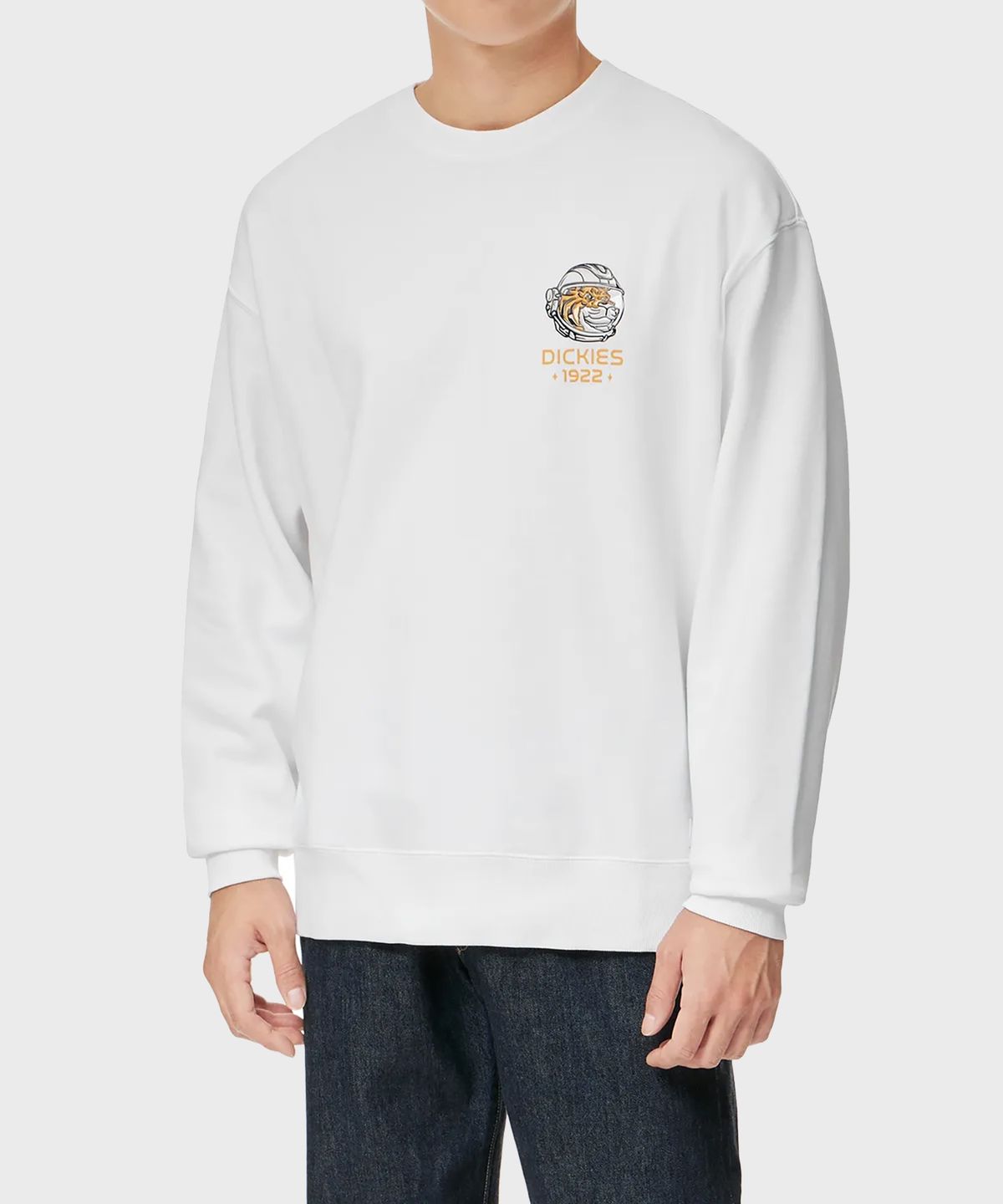 디키즈(DICKIES) 프렌치 테리 릴렉스드 타이거 뱃지 크루넥 White