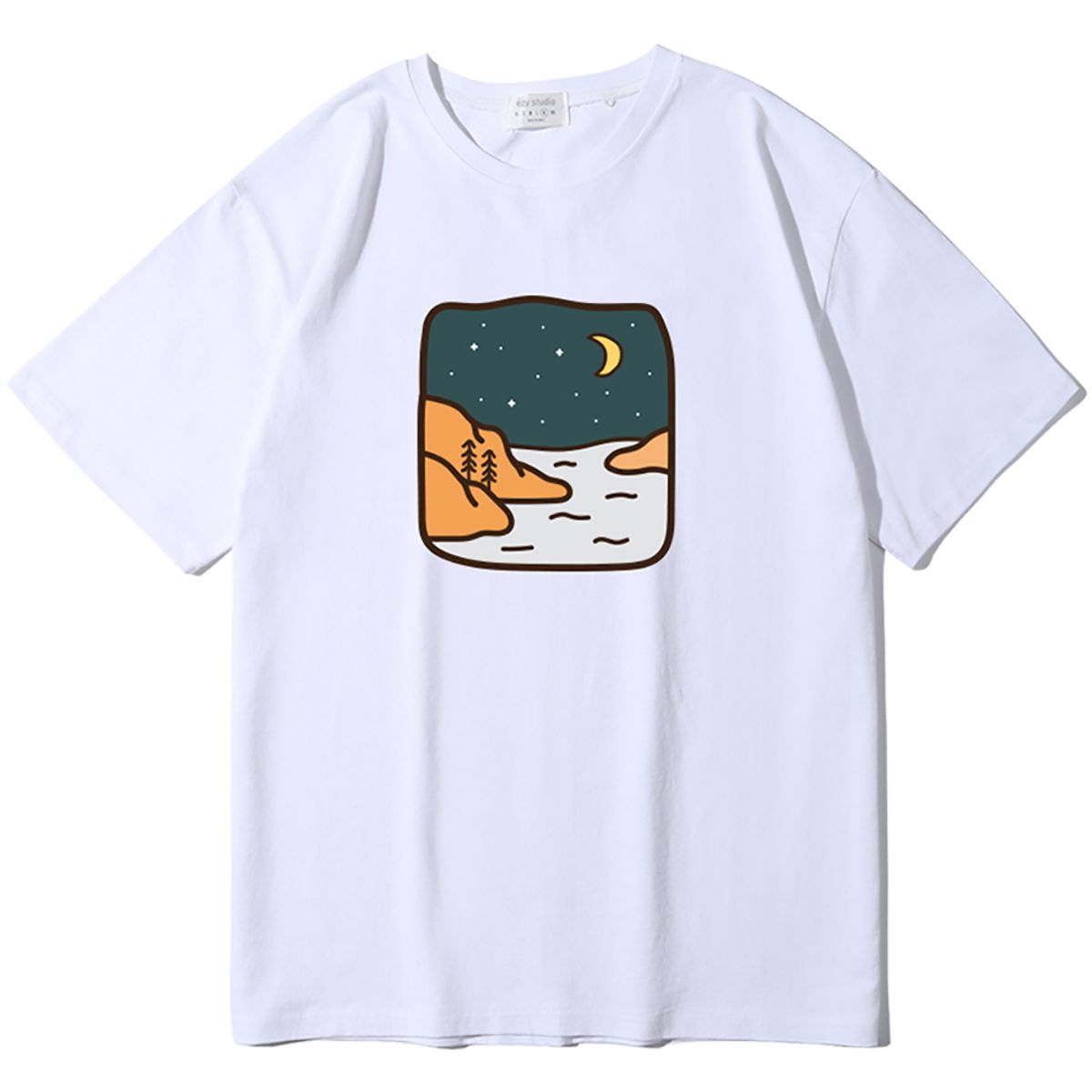 와이디에이(YDA) 문 리버 오버핏 반팔티셔츠_YD2019TSWH