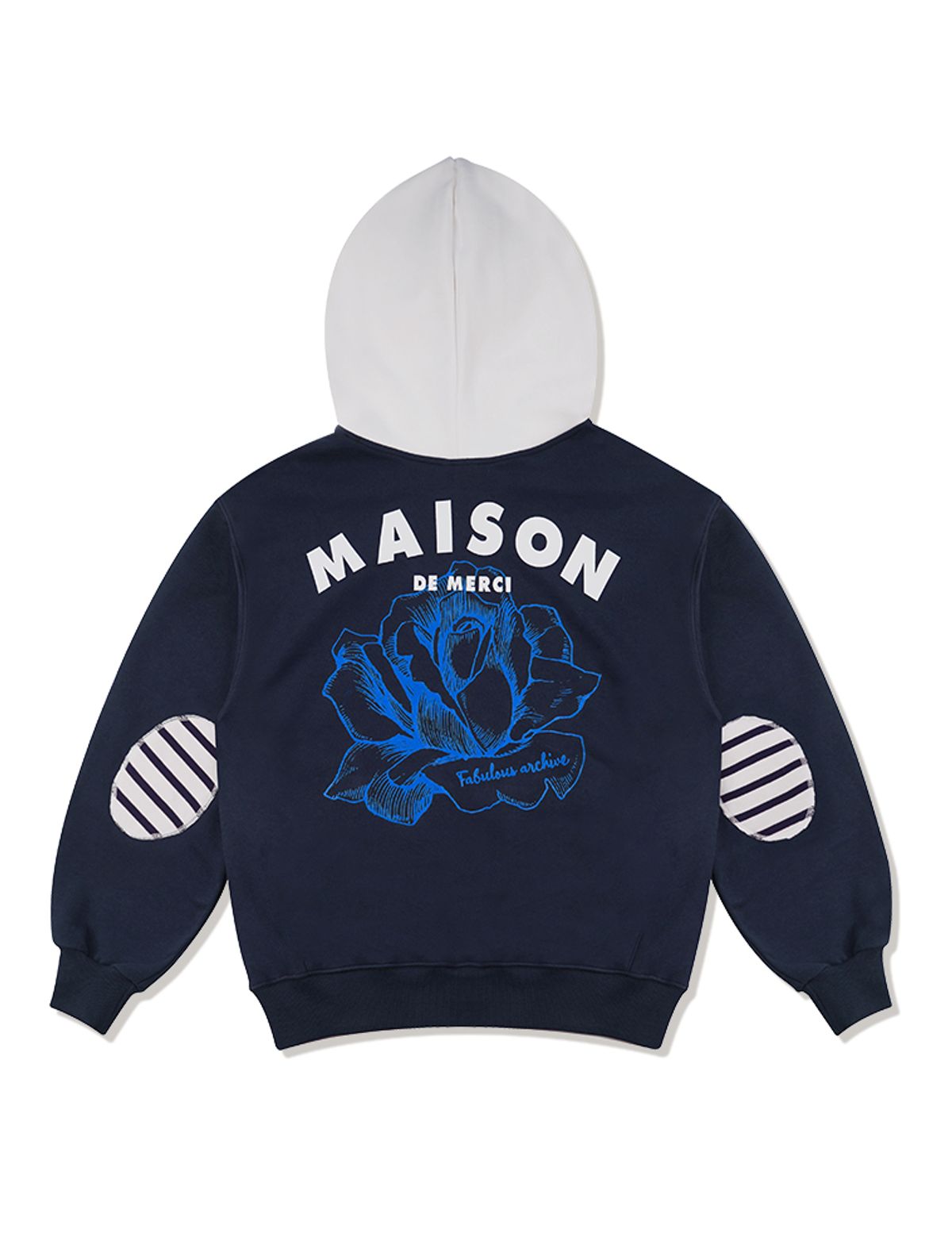 라 메종 스튜디오(LA MAISON STUDIO) UNISEX HEAVY WEIGHT 투톤믹스 엘보패치 후디 네이비(FCC3TS471M)