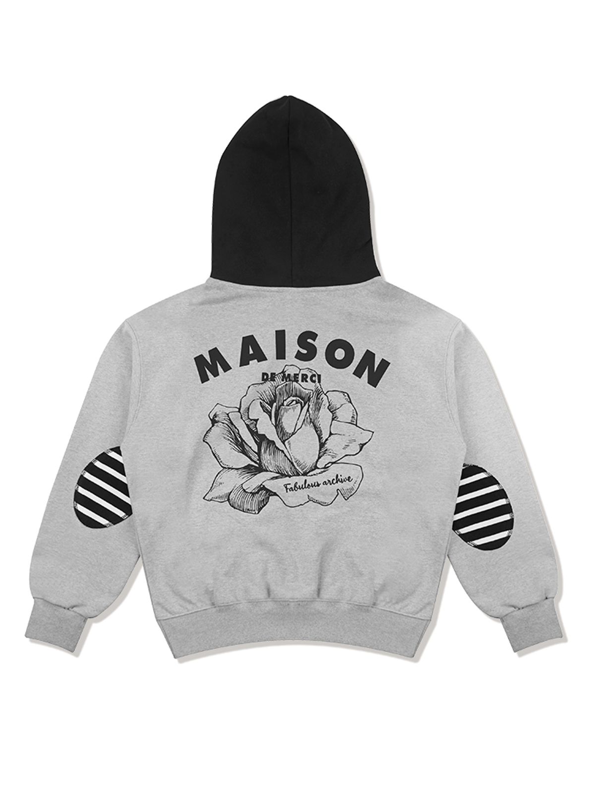 라 메종 스튜디오(LA MAISON STUDIO) UNISEX HEAVY WEIGHT 투톤믹스 엘보패치 후디 멜란그레이(FCC3TS471M)