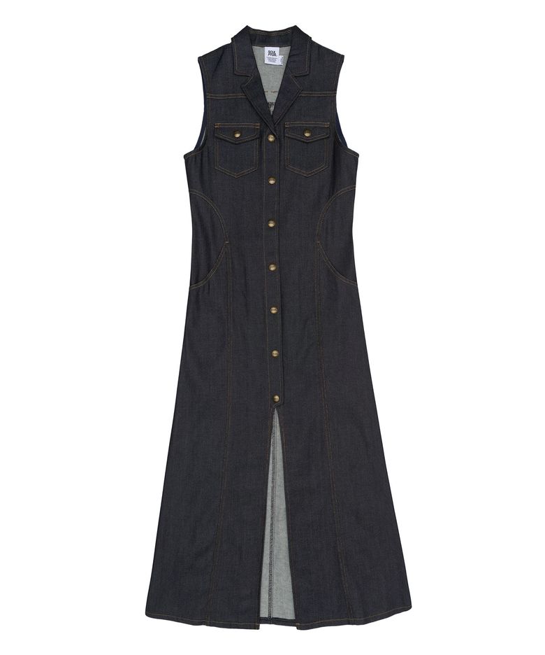 Maxi Sleeveless Denim Coat Indigo Blue