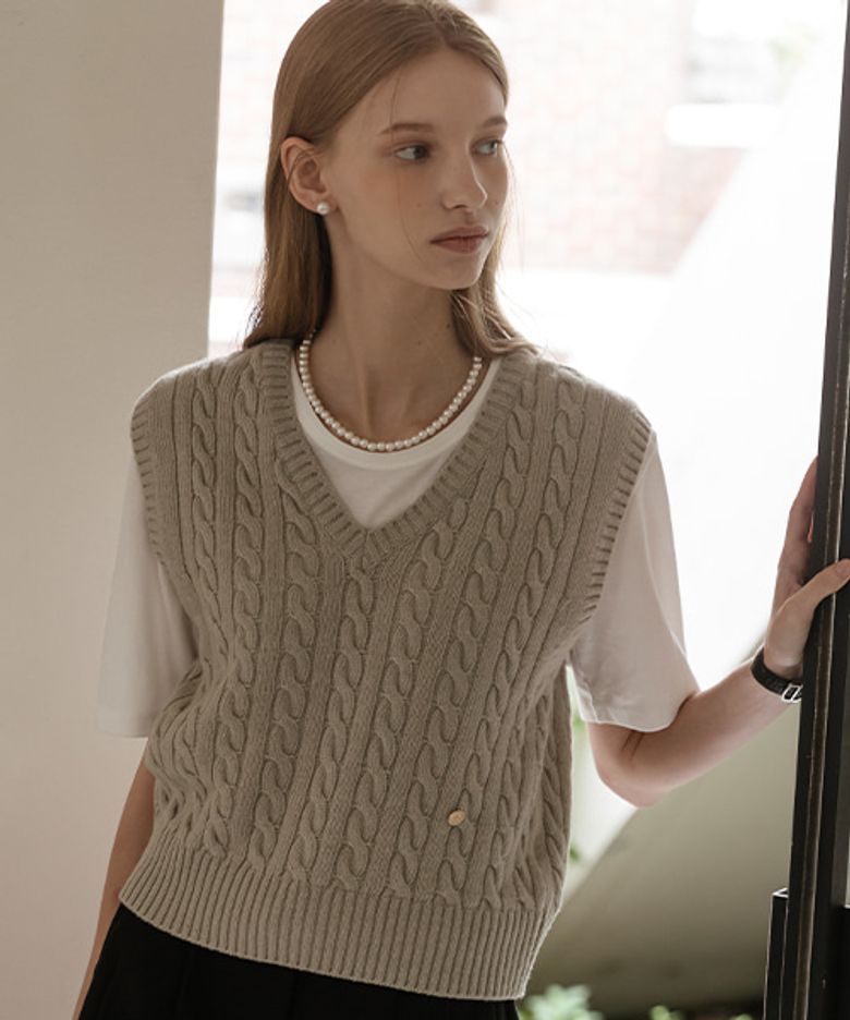 Monica knit vest_Khaki