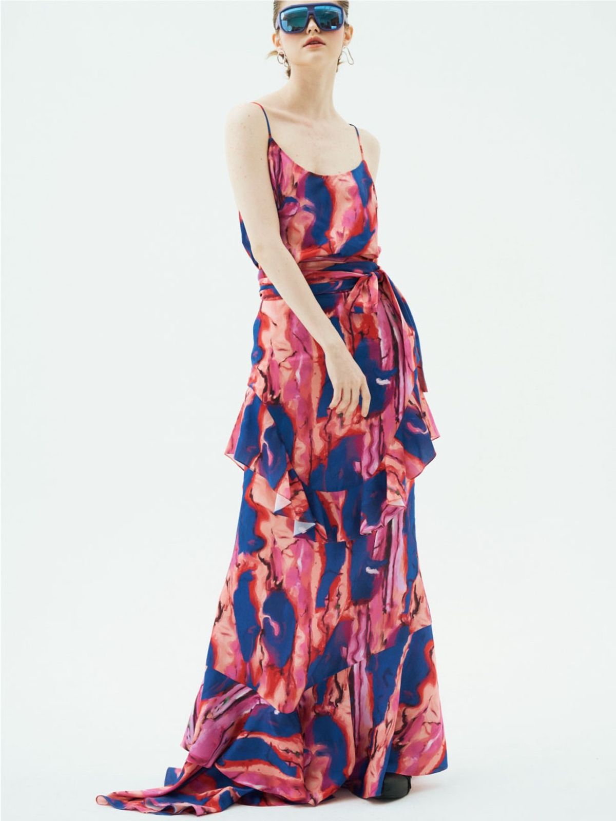그리디어스(GREEDILOUS) Liquid Asymmetric Ruffle Midi Skirt