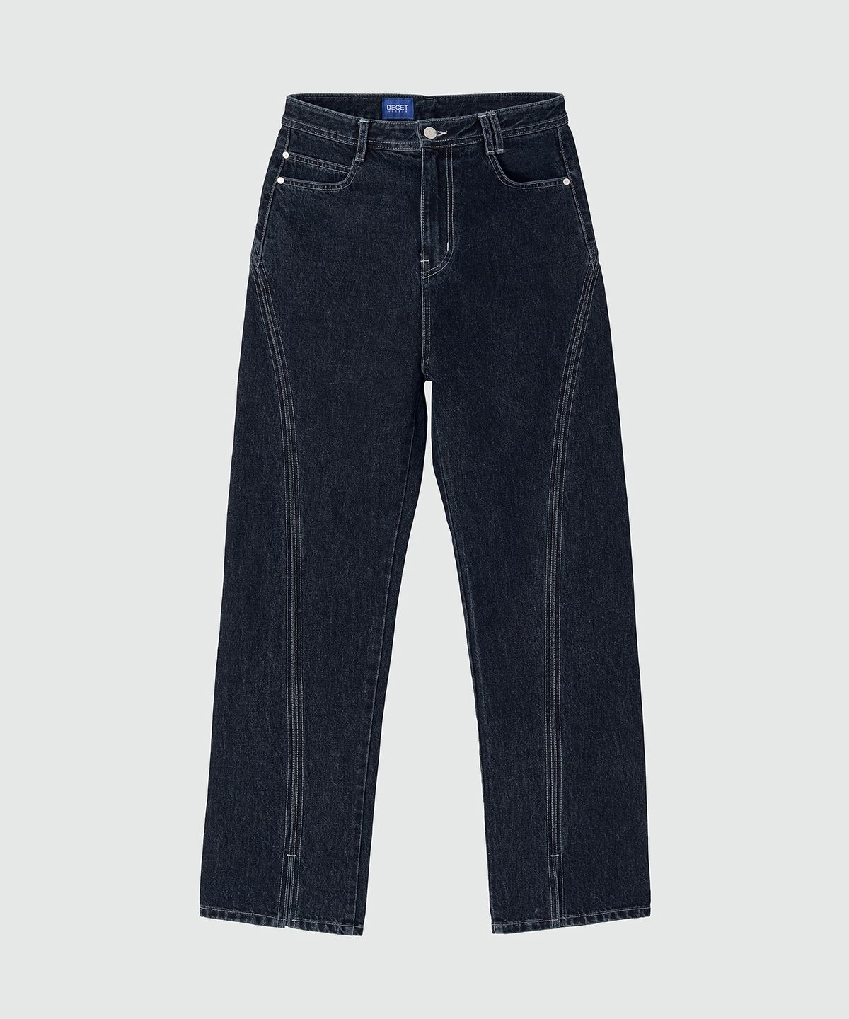데케트(DECET) Oval Stitch Straight Slit Jeans DCPT020BlueBlack
