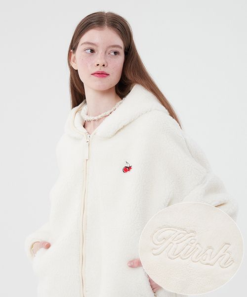 MUSINSA | KIRSH Cherry Fleece Hooded Jumper [Cream]