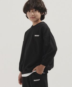 미니 로고 자수 오버핏 맨투맨 (블랙)