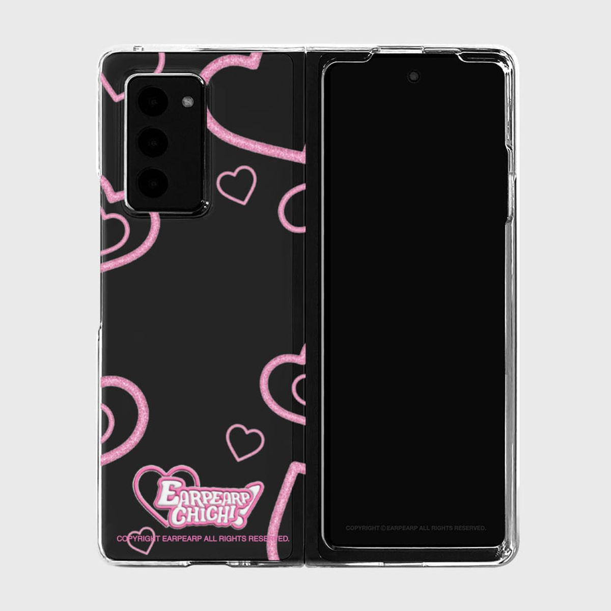 어프어프(EARPEARP) 갤럭시 Z폴드5 GLITTER HEART FRAME(Z폴드-클리어하드)