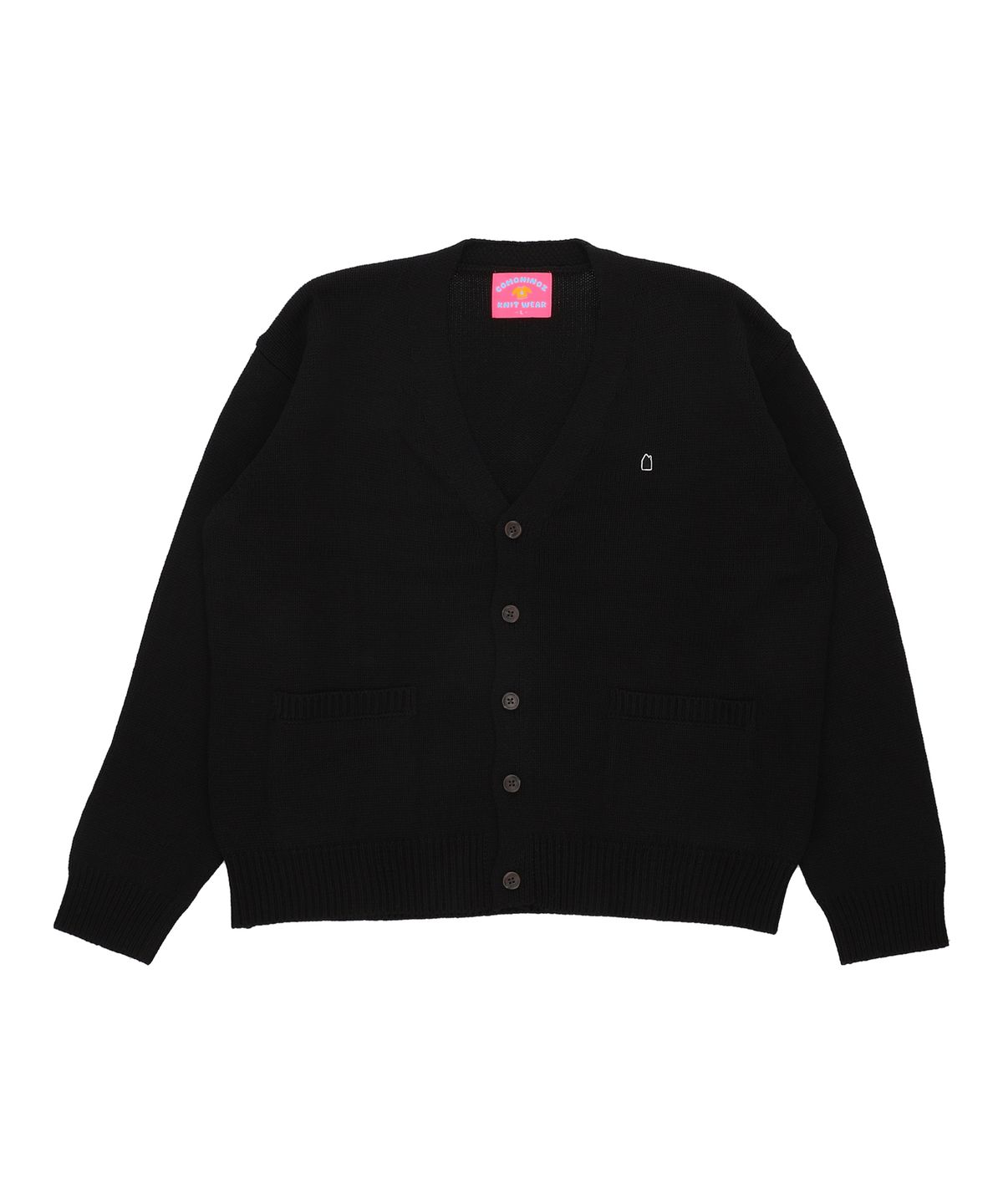꼬모니노즈(COMONINOZ) V-NECK BASIC KNIT CARDIGAN [BLACK]