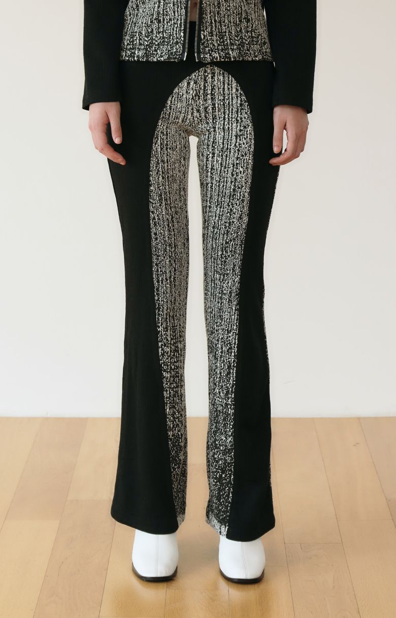 JACQUARD  LOW RIZE BANDING PANTS_ SEMI BOOTS CUT