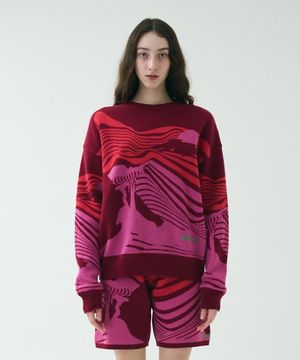 LANDSCAPE KNIT PULLOVER/RED