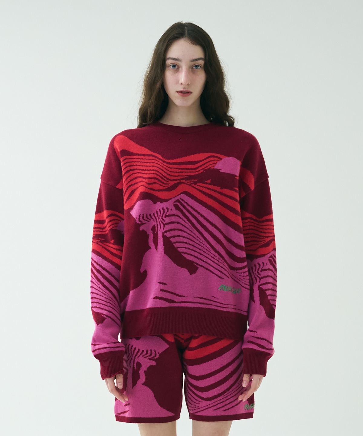 미미카위(MIMICAWE) LANDSCAPE KNIT PULLOVER/RED
