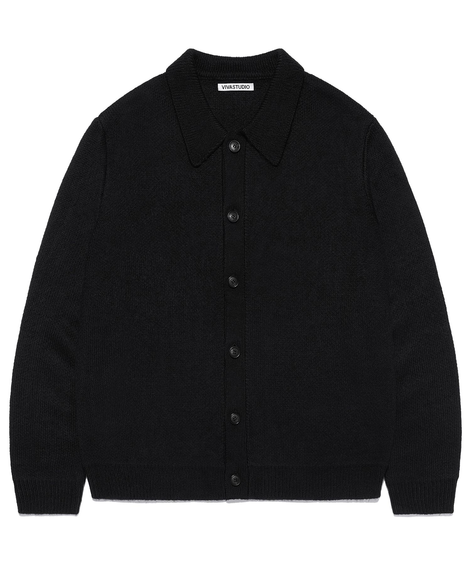 MUSINSA公式 | VIVASTUDIO COLLAR BUTTON CARDIGAN [BLACK]