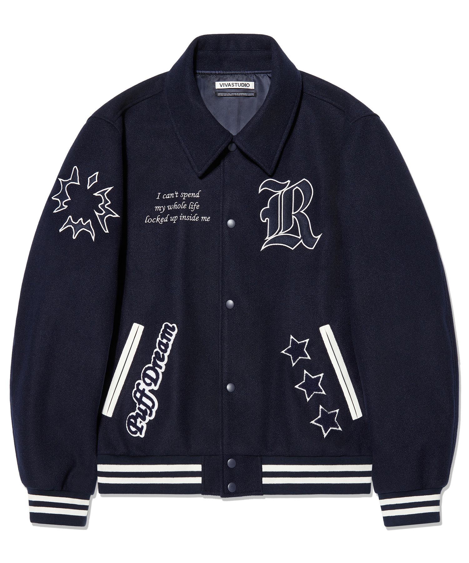 MUSINSA公式 | VIVASTUDIO WAPPEN WOOL VARSITY JACKET [NAVY]