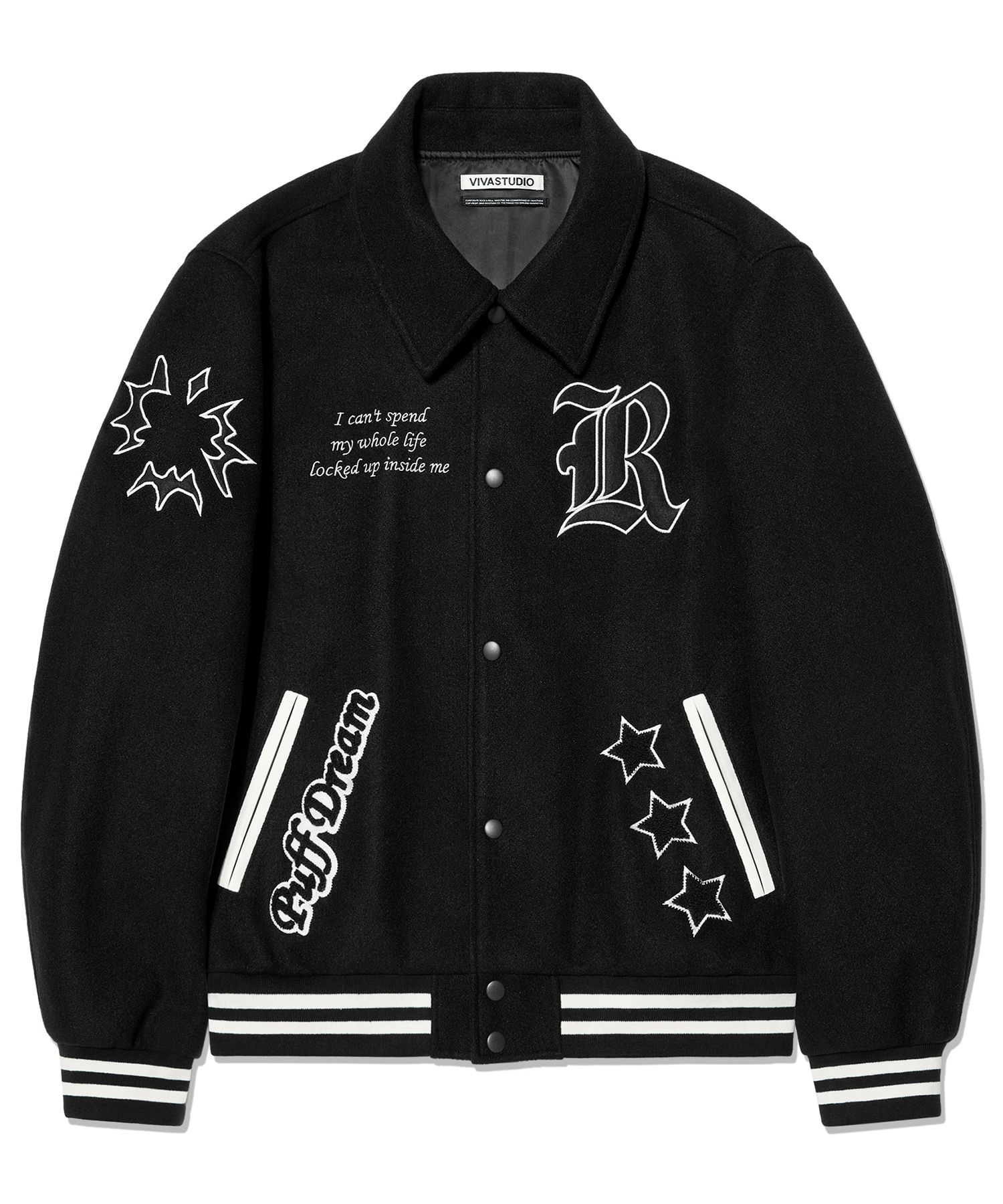 MUSINSA公式 | VIVASTUDIO WAPPEN WOOL VARSITY JACKET [BLACK]