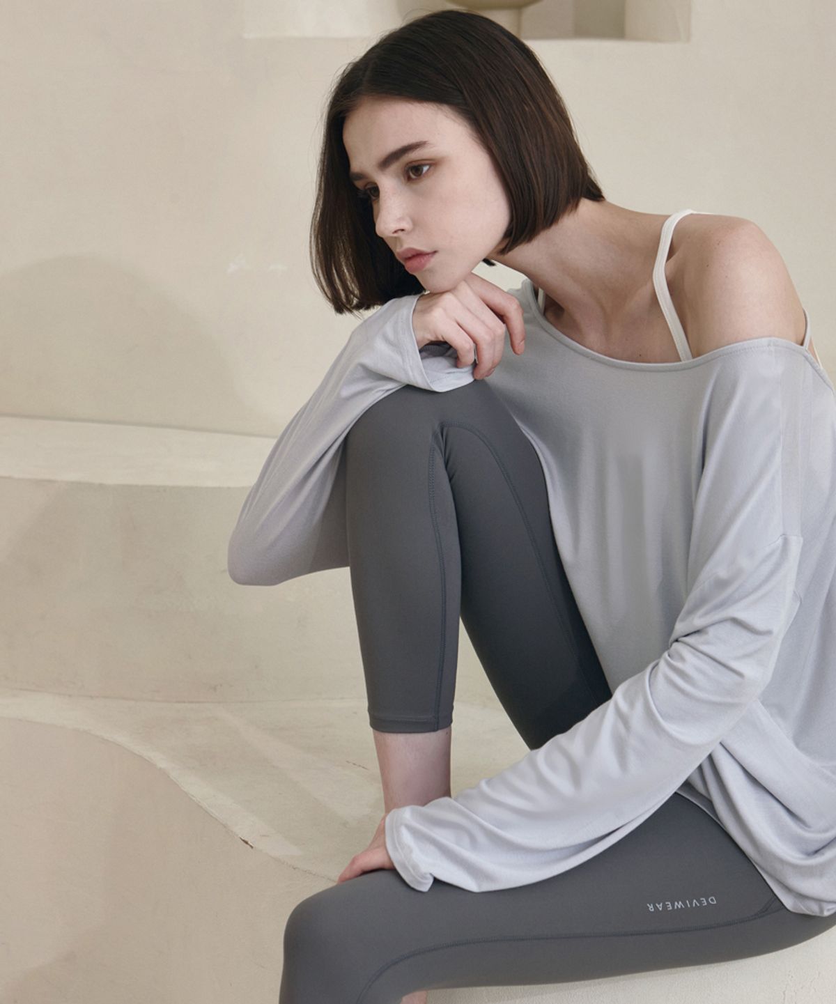 데비웨어(DEVIWEAR) 웨이비 꼬임 커버업 DEVI-T0086-모브그레이