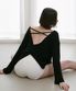 여성 요가복 DEVI-T0086-블랙 필라테스 웨이비 꼬임 커버업