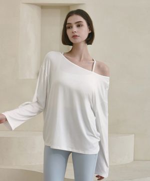 여성 요가복 DEVI-T0086-아이보리 필라테스 웨이비 꼬임 커버업