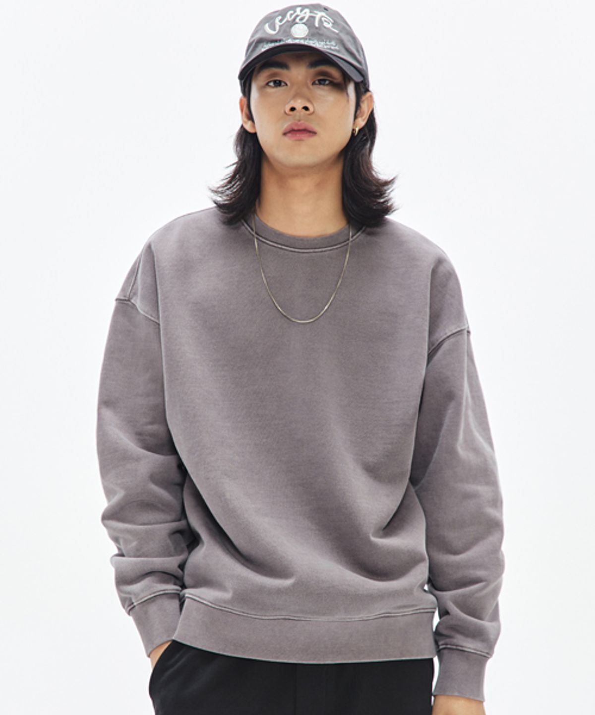소버먼트(SOVERMENT) 980G 피그먼트 맨투맨-로즈 그레이-