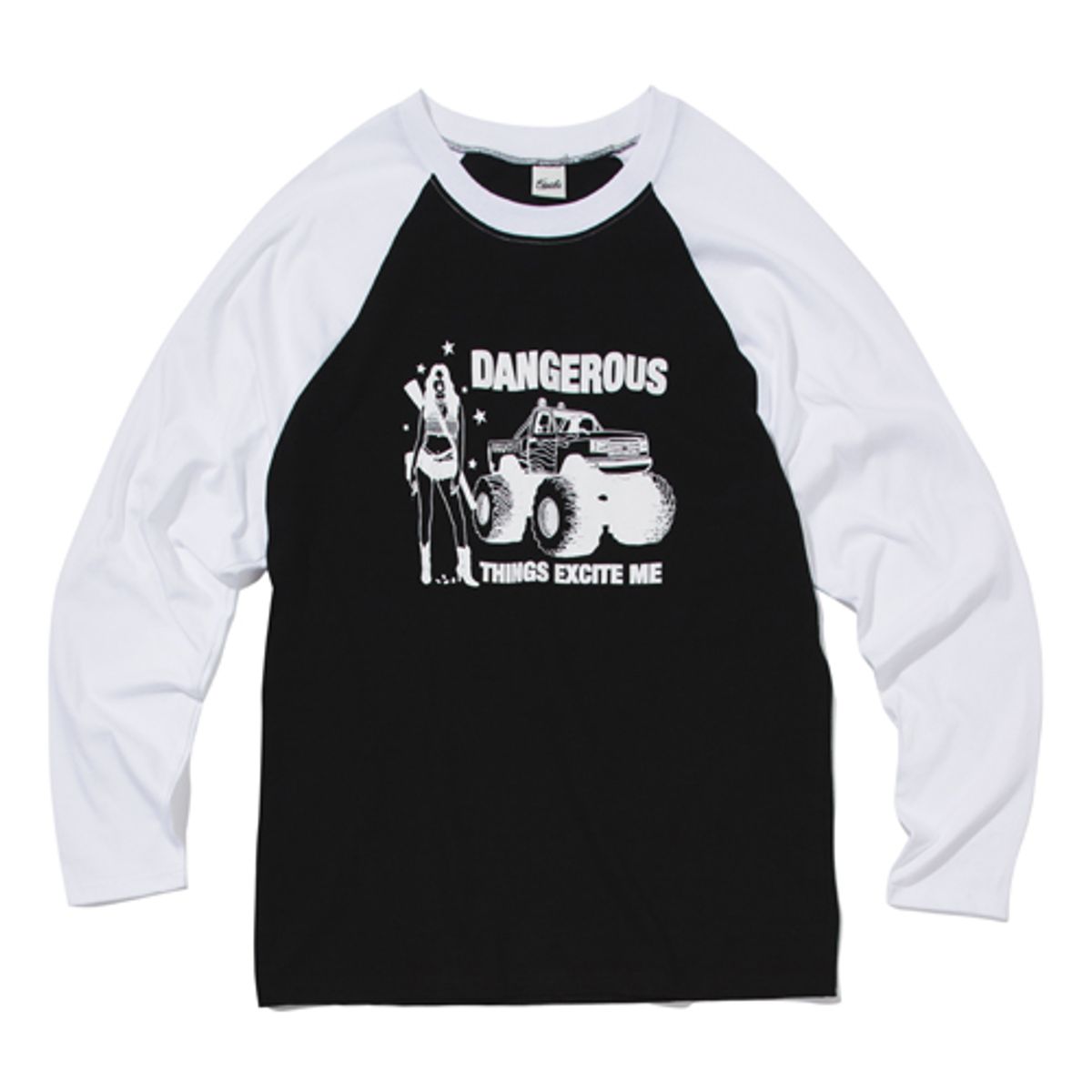 크루치(KRUCHI) DANGEROUS Raglan long-sleeved T-Shirt (BLACK) MENS