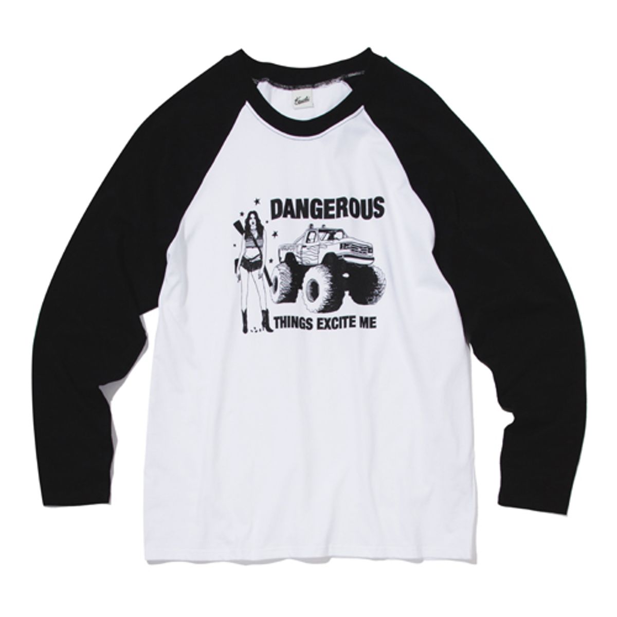 크루치(KRUCHI) DANGEROUS Raglan long-sleeved T-Shirt (WHITE) MENS
