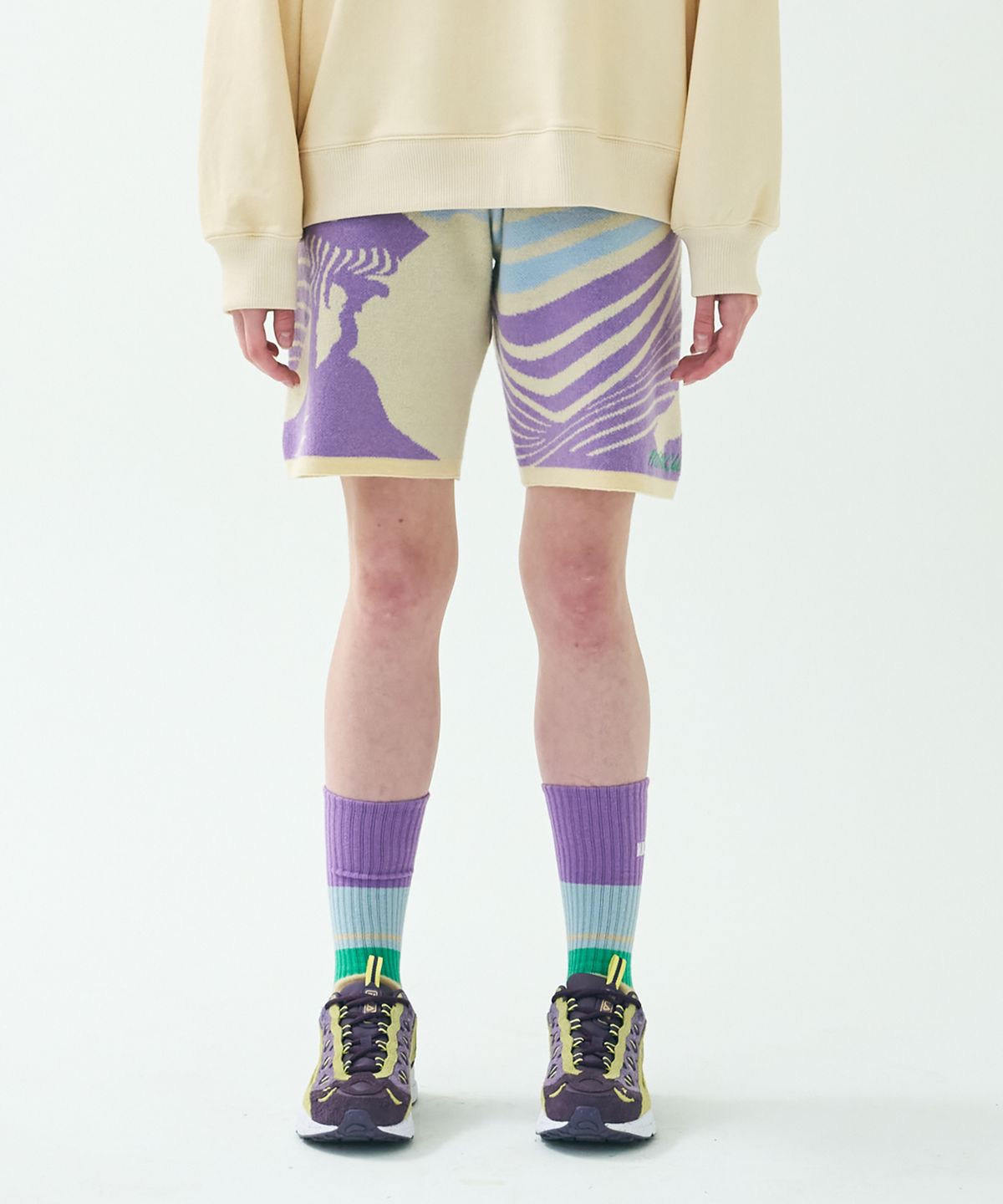 미미카위(MIMICAWE) LANDSCAPE KNIT SHORTS/IVORY