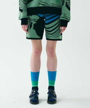 LANDSCAPE KNIT SHORTS/BLACK