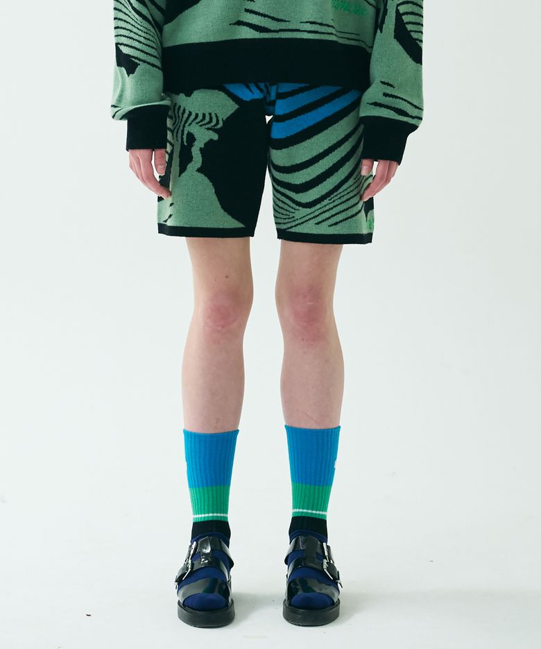 LANDSCAPE KNIT SHORTS/BLACK