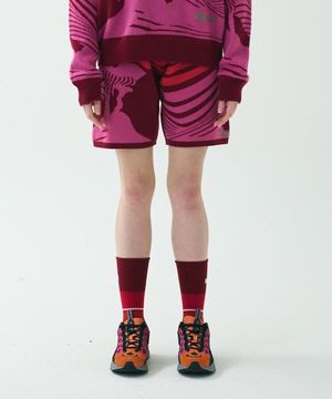 LANDSCAPE KNIT SHORTS/RED