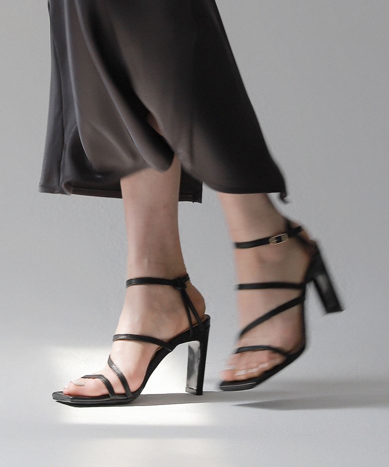 Strappy square sandals - 3color 8.5cm 스퀘어 스트랩 샌들힐