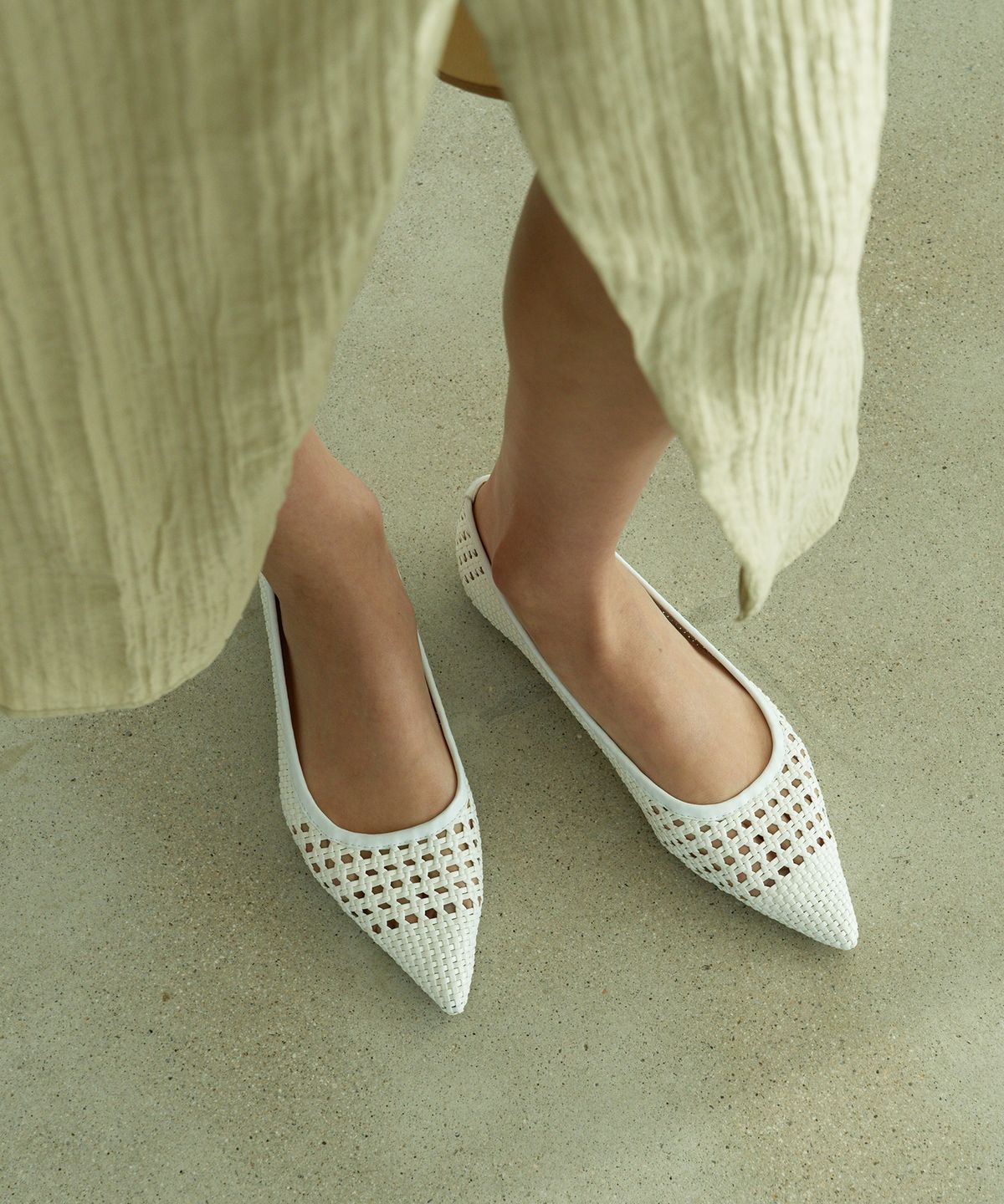 무드나잇(MOODNIGHT) NEW Weaving stiletto flat - 3color 1cm 위빙 플랫슈즈