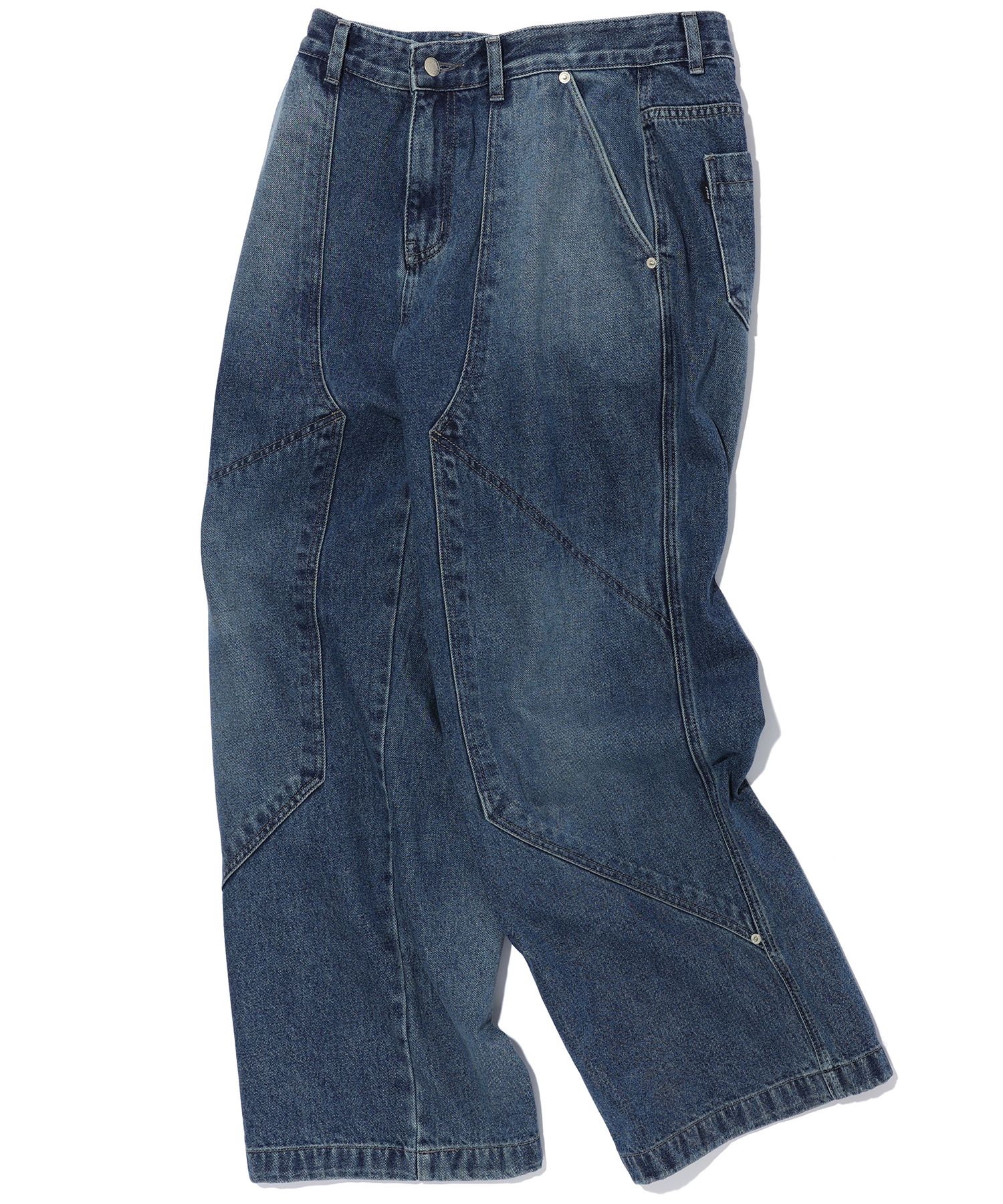 ★CPGN STUDIO_COMPAGNO★ Western Wide Denim Pants Indigo Kha MUSINSA | CPGN STUDIO Mixed Cut Wide Denim Pants Indigo Black