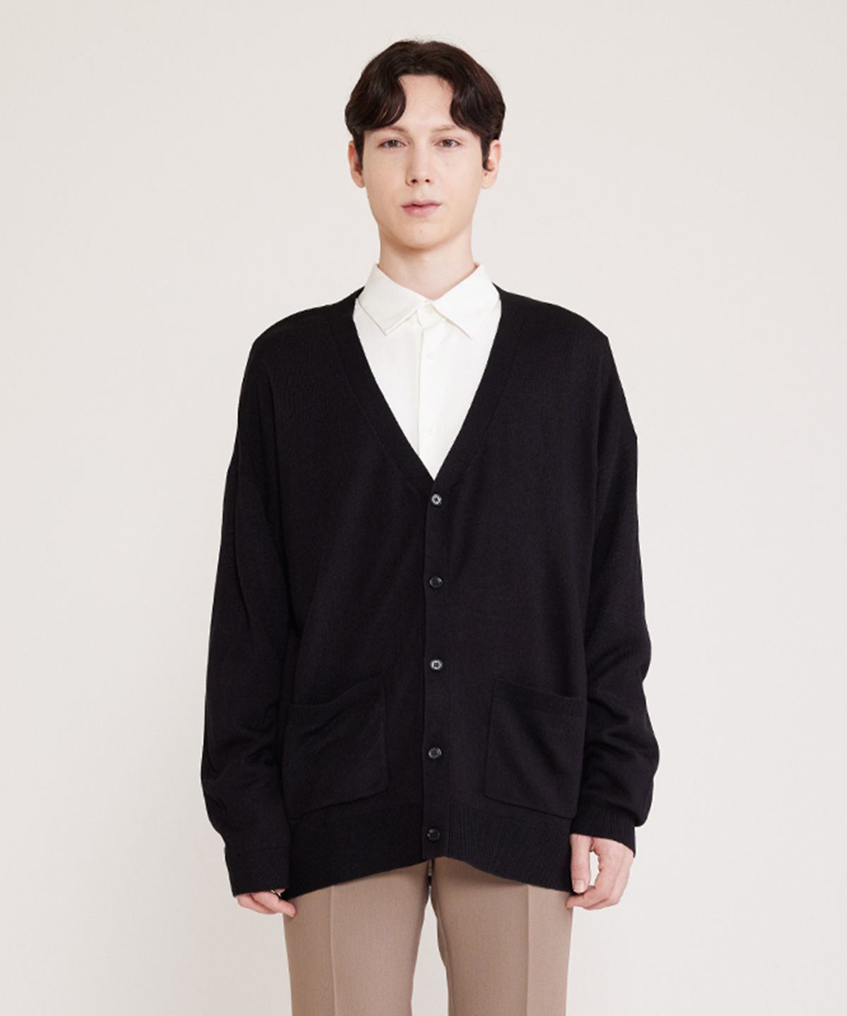 애드호크(ADHOC) 남녀공용 오버핏 베이직 카디건 (BLACK)