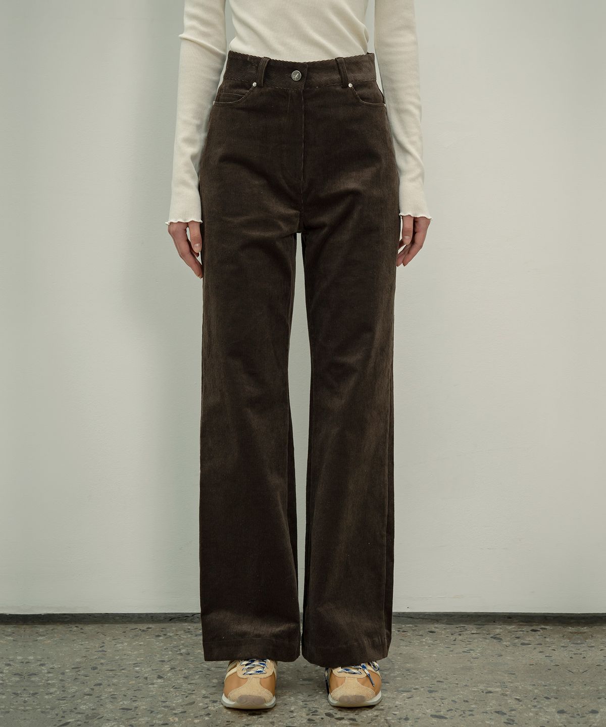 시야쥬(SIYAZU) SIPT7056  high waist corduroy pants_Charcoal brown