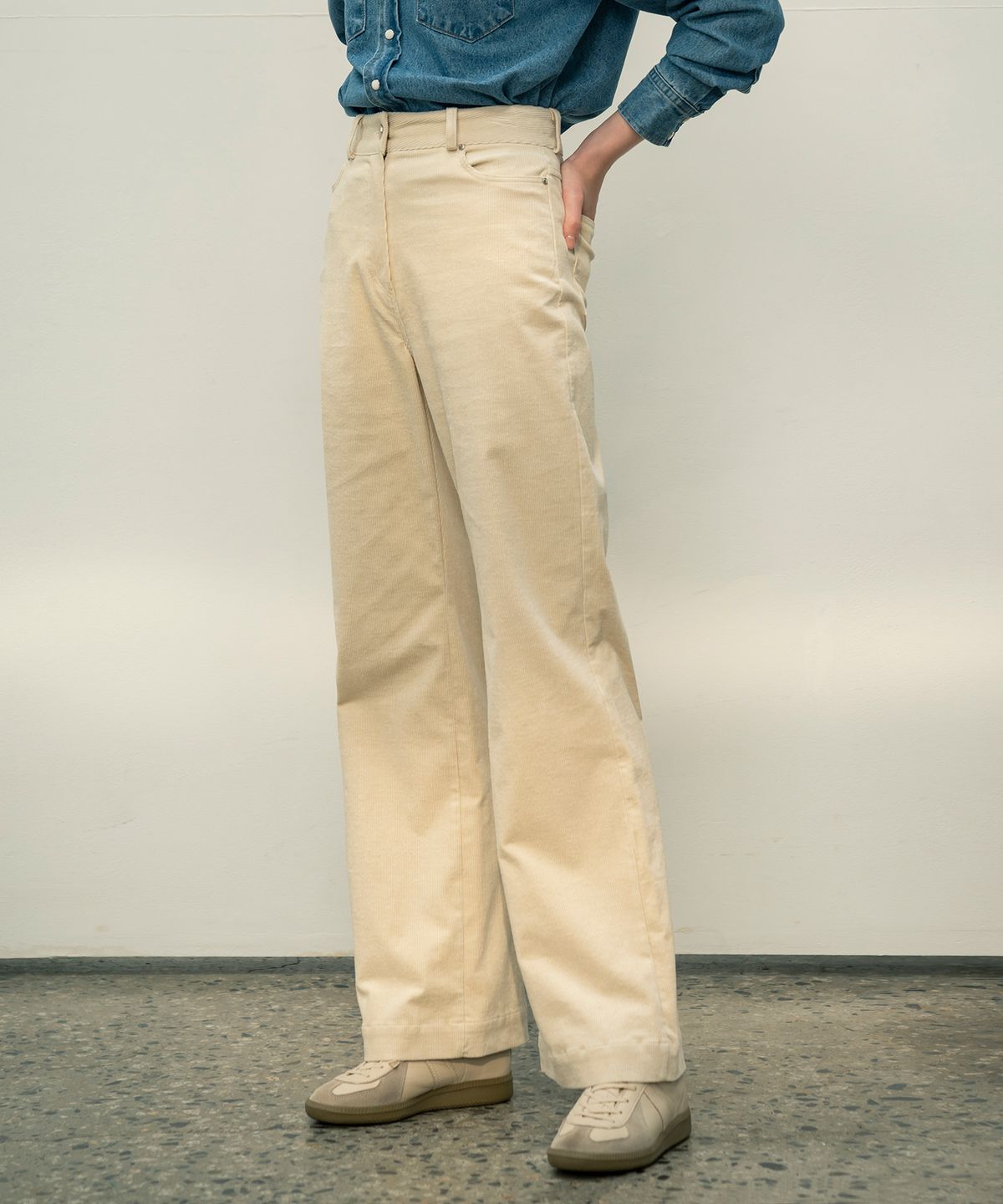 시야쥬(SIYAZU) SIPT7056  high waist corduroy pants_Cream