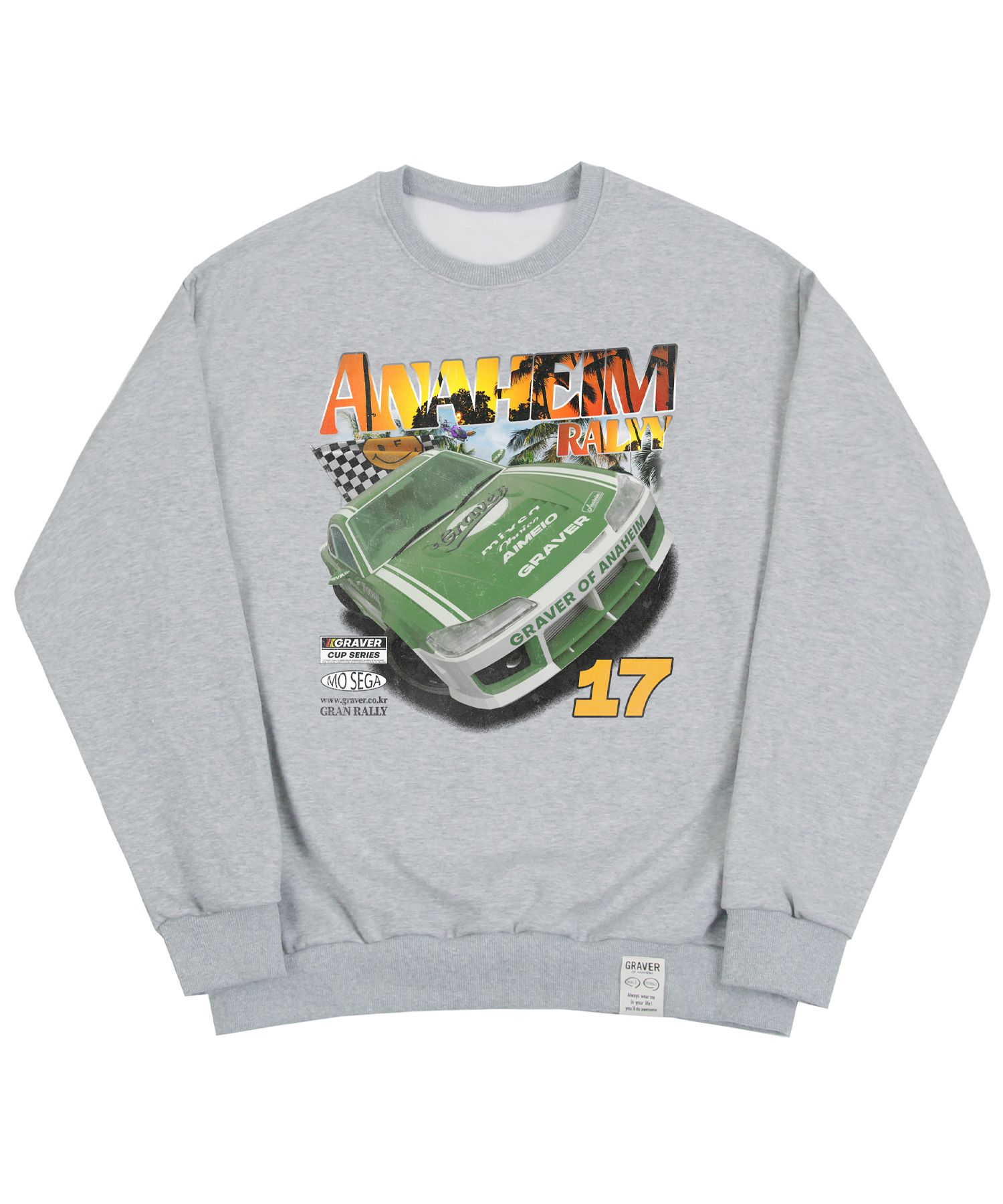 [GRAVER]★GREEN RACING SMILE SWEATSHIRT MUSINSA | GRAVER [UNISEX] Green Racing Smile Sweatshirt_Gray