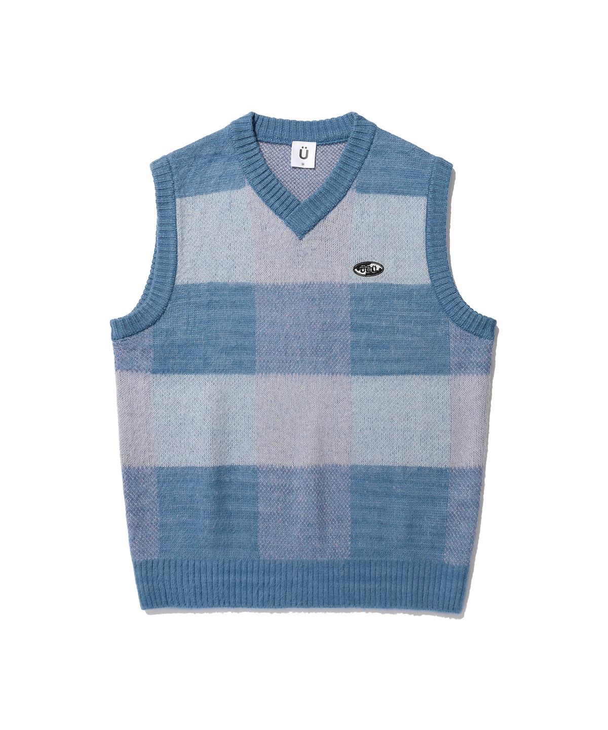 이스트쿤스트(ISTKUNST) UUU OVAL LOGO COLORING KNIT VEST_BLUE(IK2CFMK680A)