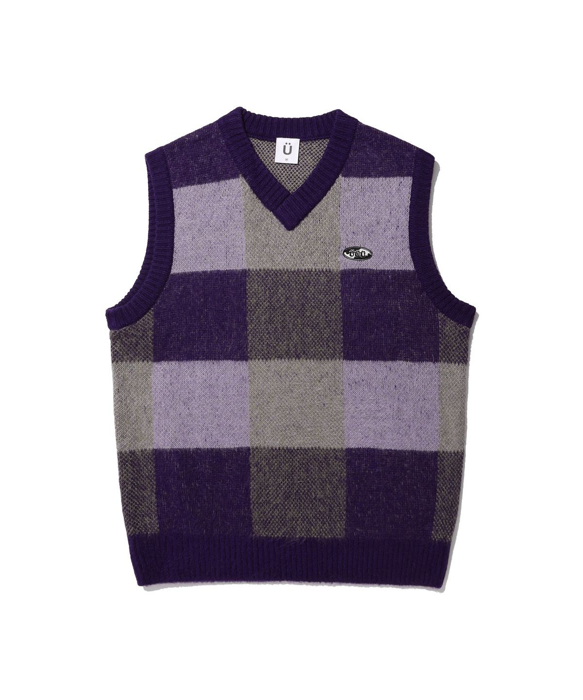이스트쿤스트(ISTKUNST) UUU OVAL LOGO COLORING KNIT VEST_PURPLE(IK2CFMK680A)